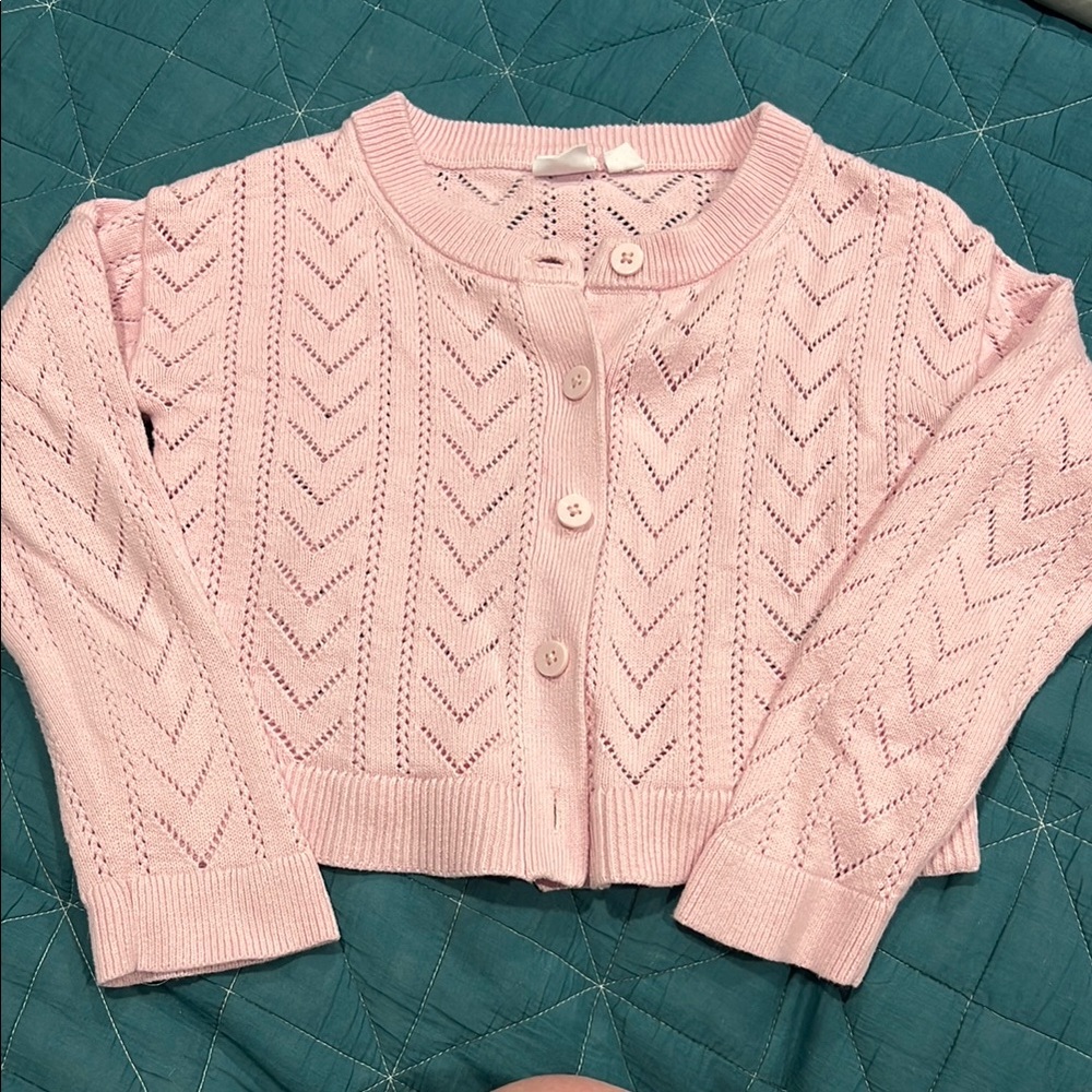 GAP Pink Cable Knit Cropped Cardigan size S